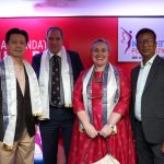 Mr. Namit Bajoria, Chairperson, Kutchina Foundation with ( from right) with  Ms.Melinda Pavek, US Consul General Kolkata Mr.Nick Low, British Deputy High Commissioner to Kolkata and Mr. CG Zha Liyou, Chinese Consul General at the 8th  Annual Day Celebrations of Kutchina Foundation, CSR wing of Kutchina Home Makers at ICCR