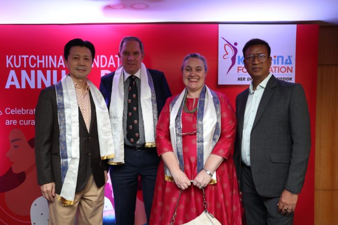Mr. Namit Bajoria, Chairperson, Kutchina Foundation with ( from right) with Ms.Melinda Pavek, US Consul General Kolkata Mr.Nick Low, British Deputy High Commissioner to Kolkata and Mr. CG Zha Liyou, Chinese Consul General at the 8th Annual Day Celebrations of Kutchina Foundation, CSR wing of Kutchina Home Makers at ICCR