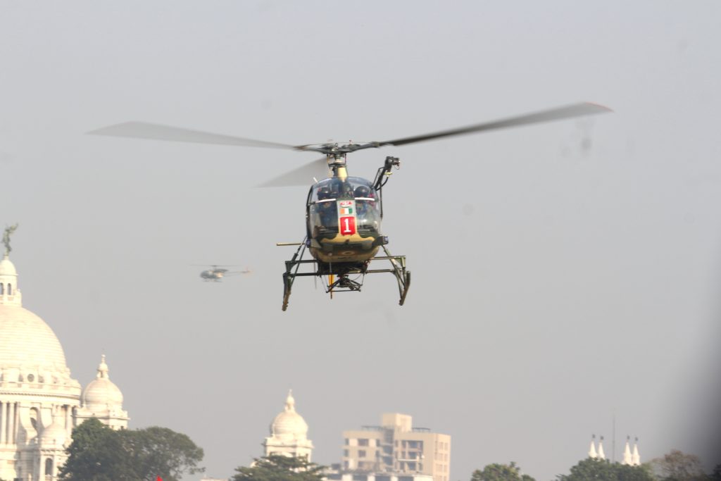 Helicopter At Vijay Diwas 2022 dropping Arms 3