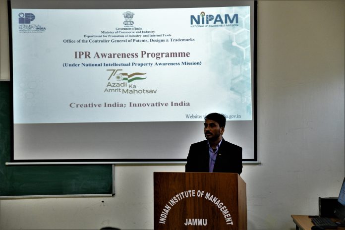 Workshop on IPR successfully conducted for the student and teaching fraternity of IIM Jammu