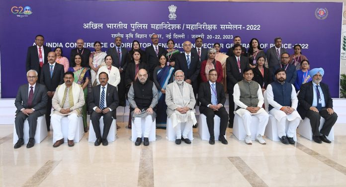 PM attends 57th All India Conference of Director Generals/ Inspector Generals of Police in New Delhi on January 22, 2023.