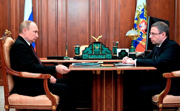 Head of the Federal Anti-Monopoly Service Maxim Shaskolsky meet Russian President Putin