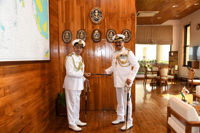 Vice Admiral Dinesh K Tripathi Takes Over as Flag Officer Commanding-IN-Chief, Western Naval Command