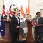 PM and the Australian Prime Minister, Mr. Anthony Albanese witnessing the Exchange of Agreement between India and Australia at Hyderabad House, in New Delhi on March 10, 2023.
