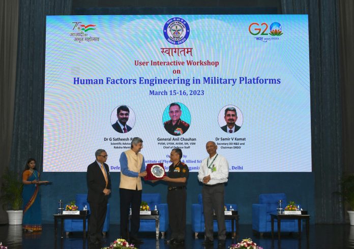 The Chief of Defence Staff, General Anil Chauhan inaugurates DRDOs two-day workshop on Human Factors Engineering in Military Platforms, in New Delhi on March 15, 2023.