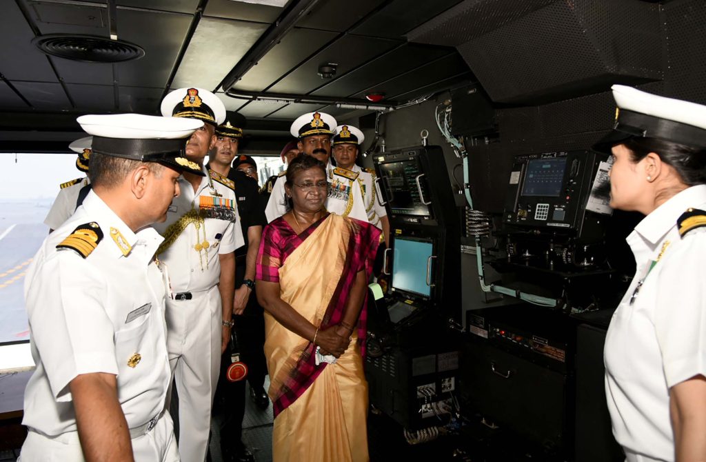 The President of India, Smt. Droupadi Murmu interacted with the officers and sailors of INS Vikrant on board on March 16, 2023.