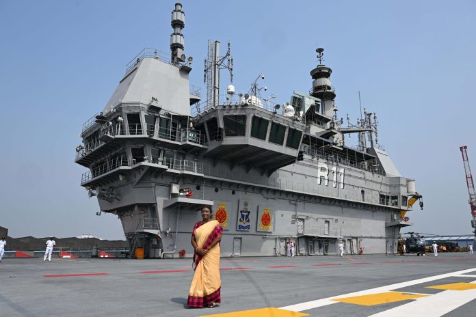 The President of India, Smt. Droupadi Murmu visits INS Vikrant on board on March 16, 2023.