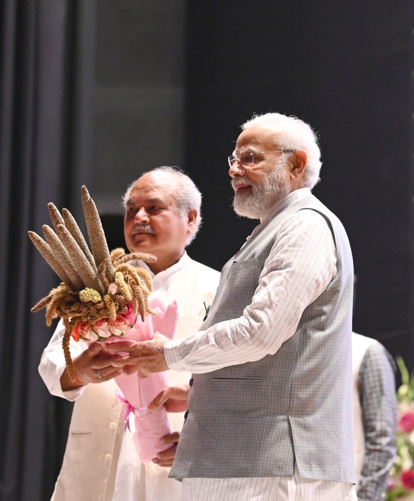 PM graced the occasion of Global Millets (Shree Anna) Conference on International Millets Year 2023 at Subramaniam Hall (PUSA), in New Delhi on March 18, 2023.