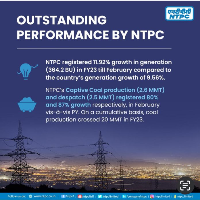 NTPC registers 11.93 percent growth in generation during FY'23