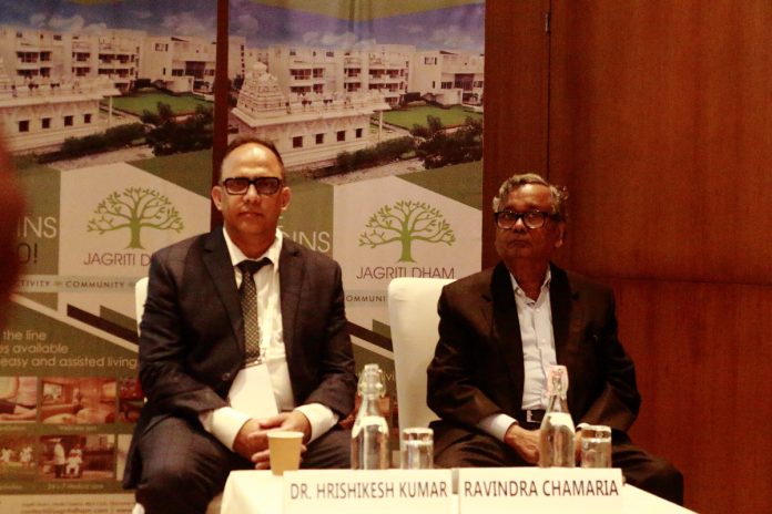 Dr. Hrishikesh & Mr. R. Chamaria at Jagriti Dham Press meet
