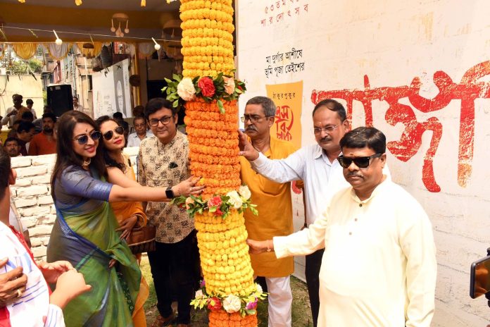 Puja Curtains go up with KHUTI PUJA at S B Park Sarbojanin