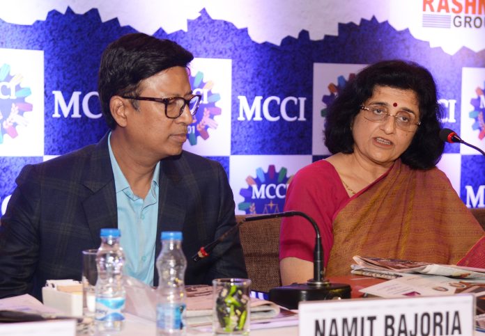 Dr. Sangeeta Verma, Chairperson Competition Commission of India (CCI) addressing the Session and on her right - Shri Namit Bajoria, President, MCCI at the Special Session on 'Importance of Competition Law for Industry' held today at The Lalit Great Eastern, Kolkata.