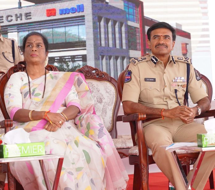 Sri C V Anand, IPS, Commissioner of Police & Smt. Pamireddy Rama Reddy, Director, MEIL; at the Bhoomi puja ceremony of the Creche exclusively meant for kids of Hyderabad Police, being funded by MEIL Foundation, today at City Armed Reserve Head Quarters, Petlaburj.