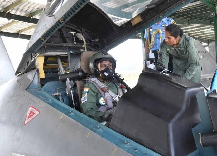 The President of India, Smt. Droupadi Murmu in a Sukhoi 30 MKI fighter aircraft at the Tezpur Air Force Station, in Assam on April 8, 2023. The President of India, Smt. Droupadi Murmu in a Sukhoi 30 MKI fighter aircraft at the Tezpur Air Force Station, in Assam on April 8, 2023.