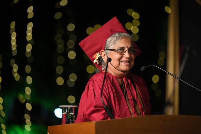 Eminent personality and philanthropist Smt. Sudha Murty addresses Greenwood High IB Students during Graduation Day