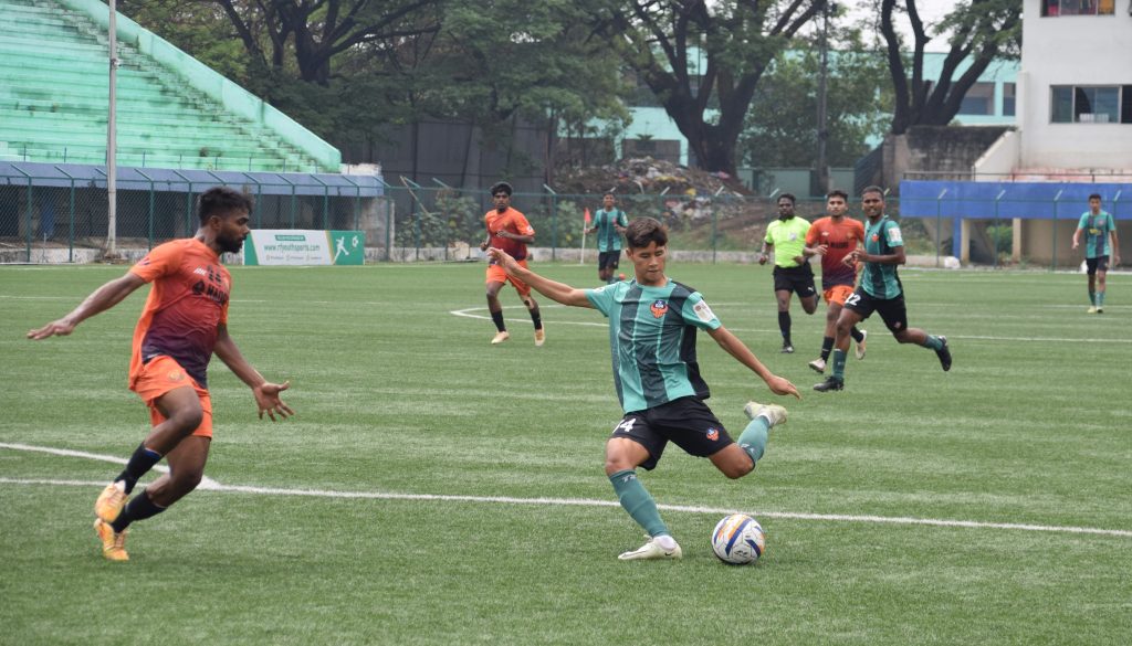 FC Goa and LIFFA Trivandum players in action during the RFDL National Group Stage in Bengaluru on Tuesday
