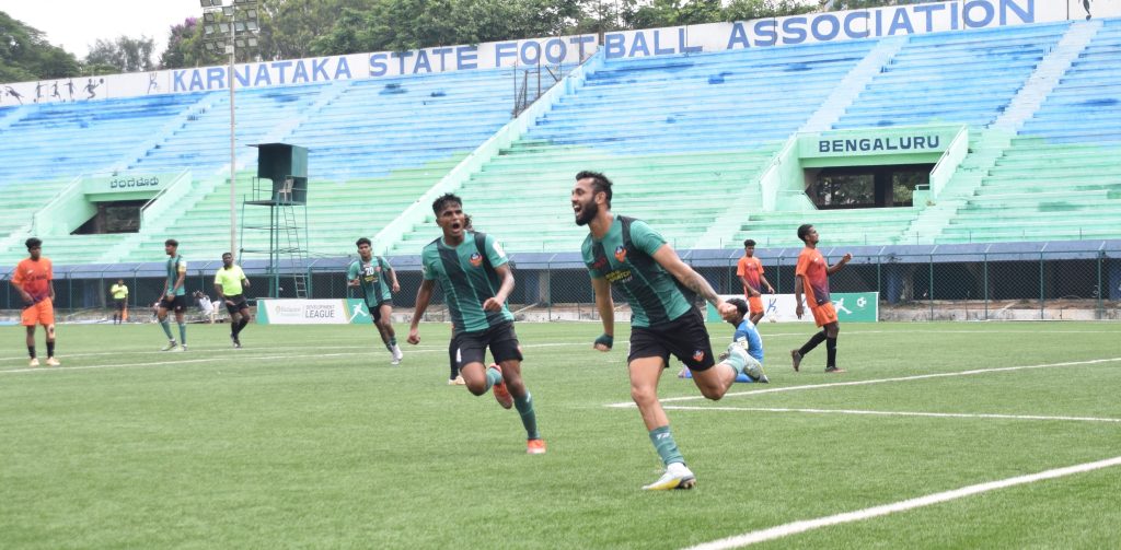 FC Goa players celebrating goal during the RFDL National Group Stage in Bengaluru on Tuesday