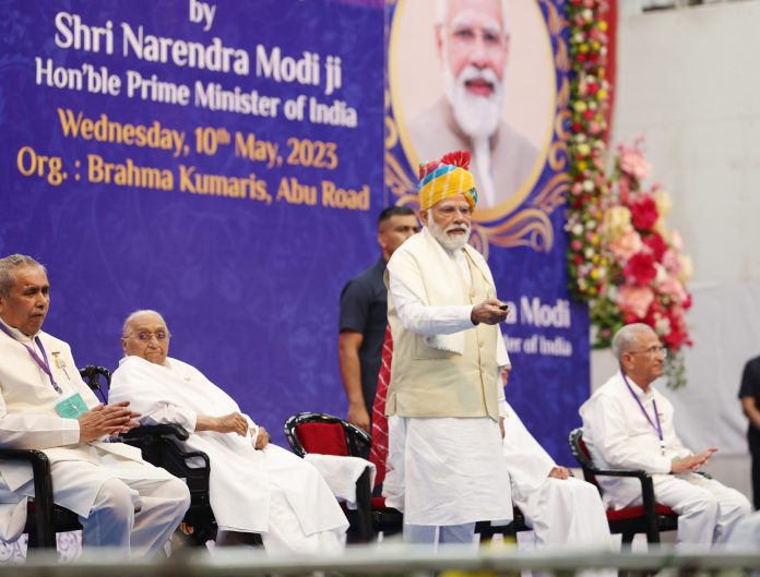 PM lays the foundation stone for a Super Speciality Charitable Global Hospital at Shantivan Complex of Brahma Kumaris (Abu Road), in Rajasthan on May 10, 2023.