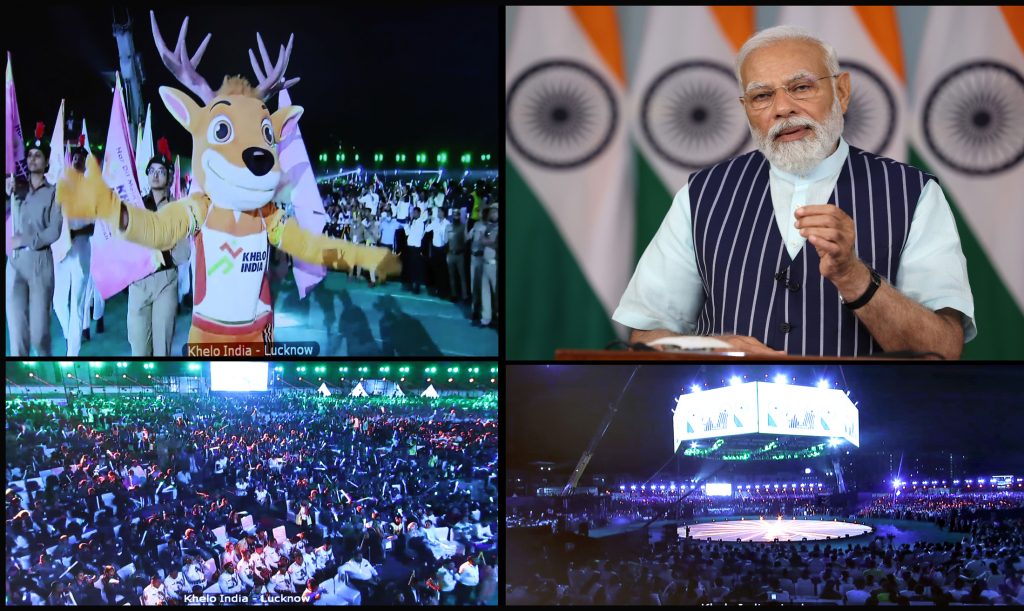 PM declares open 3rd edition of Khelo India University Games 2023 via video conferencing on May 25, 2023.