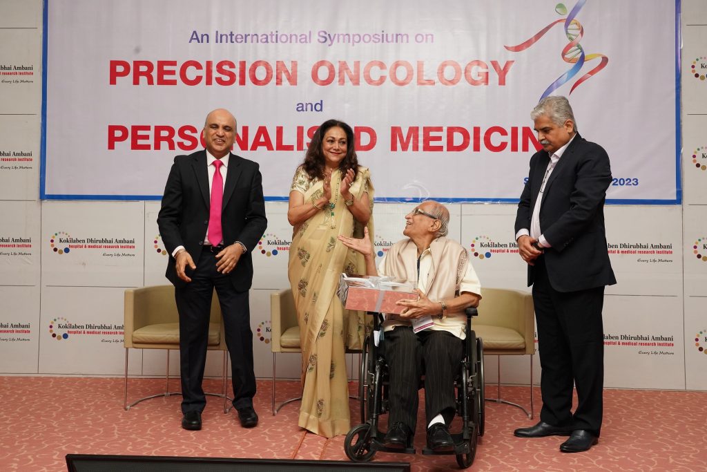 Left to Right- Dr Santosh Shetty, Mrs Tina Anil Ambani, Dr Suresh Advani and Dr Rajesh Mistry at Kokilaben Hospital Mumbai
