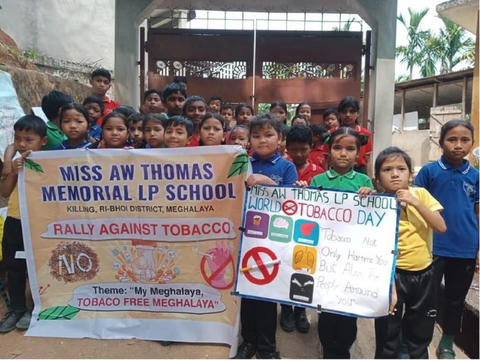 Students across schools in Meghalaya participate in anti-tobacco campaigns.