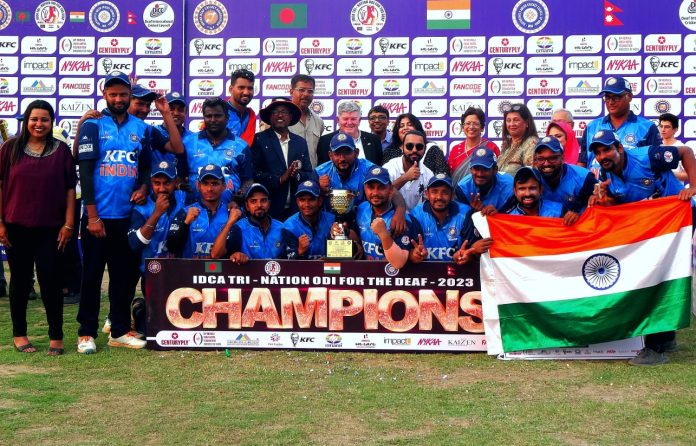 Indian Deaf team win IDCA TRI-Nation ODI for the Deaf against Bangladesh Deaf team