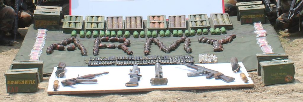 SECURITY FORCES RECOVER LARGE QUANTITIES OF WEAPONS & AMMUNITION IN MANIPUR