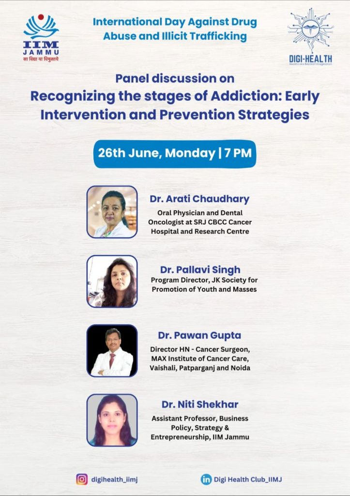IIM Jammu Organizes an Expert Panel Discussion on Recognizing the Stages of Addiction: Early Intervention and Prevention Strategies