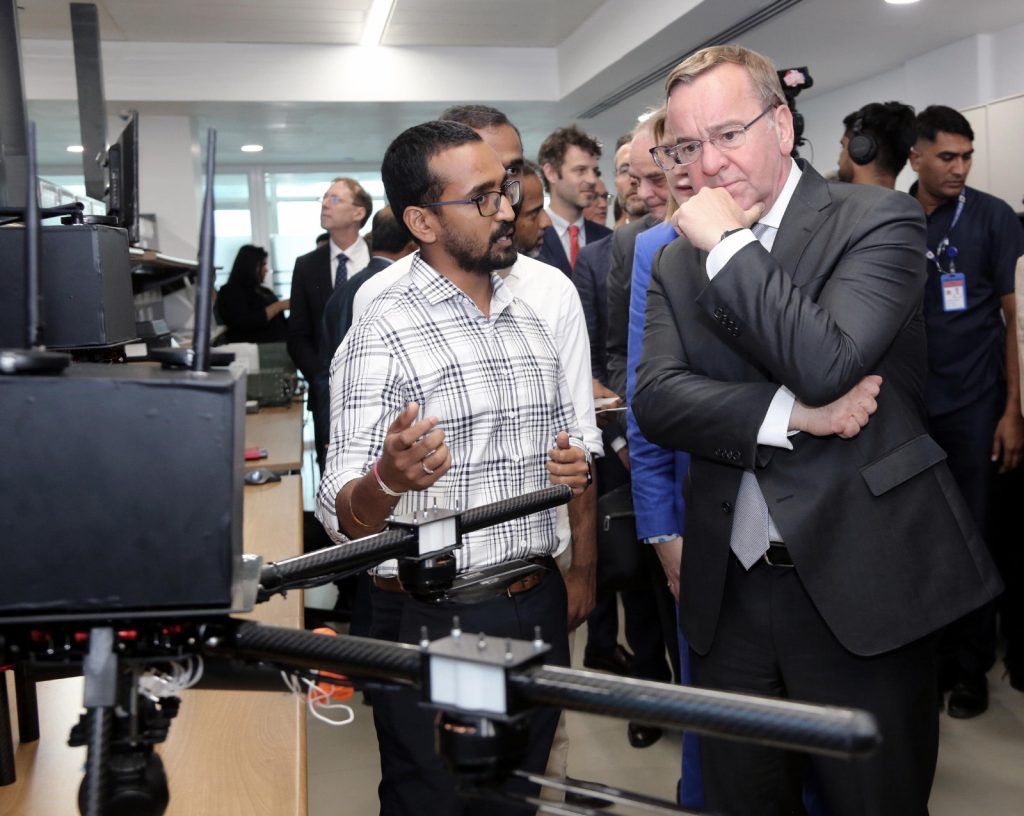 German Federal Minister of Defence, Mr Boris Pistorius interacting with young entrepreneurs in an event of iDEX start-ups, in IIT Delhi on June 06, 2023.