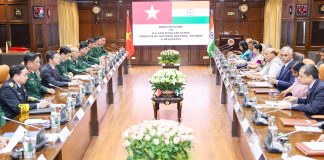 Raksha Mantri & Minister of National Defence of Vietnam hold talks in New Delhi The Union Minister for Defence, Shri Rajnath Singh in a bilateral meeting with the Minister of National Defence of Vietnam, General Phan Van Giang in New Delhi on June 19, 2023. The Chief of Defence Staff, General Anil Chauhan and Defence Secretary Shri Giridhar Aramane are also seen.