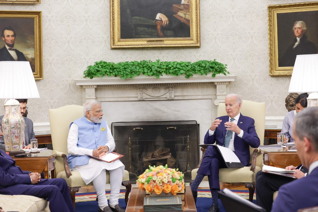 PM in a bilateral meeting with the President of USA, Mr. Joe Biden at White House, in Washington DC on June 22, 2023.