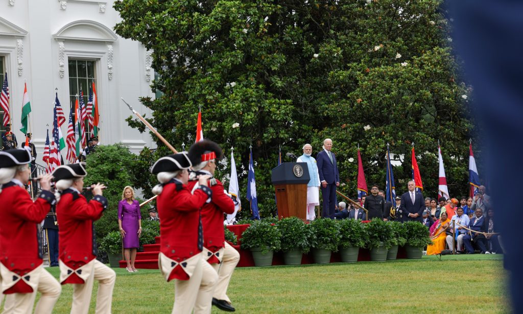 PM with the President of USA, Mr. Joe Biden at White House Arrival Ceremony, in Washington DC on June 22, 2023.