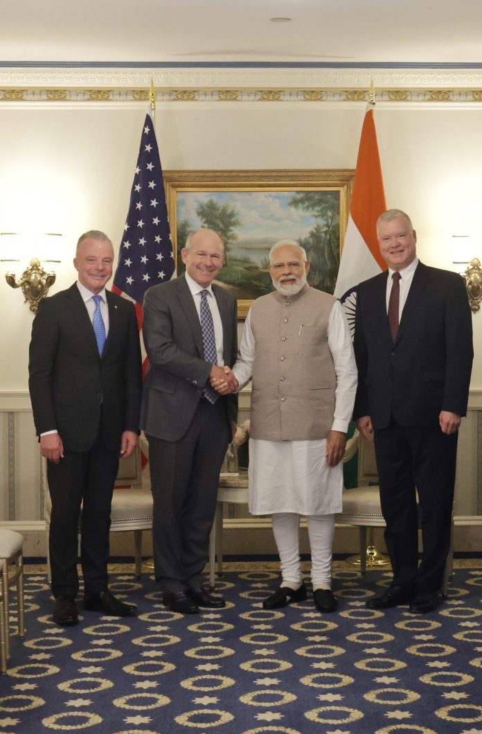PM meeting the CEO of Boeing, Mr. David L. Calhoun, at White House, Washington DC on June 23, 2023.