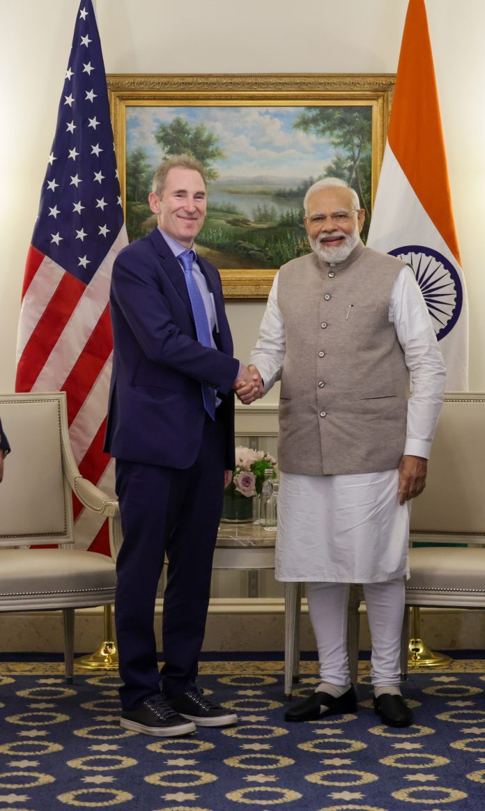 PM meeting the CEO of Amazon, Mr. Andrew Jassy, at White House, Washington DC on June 23, 2023.