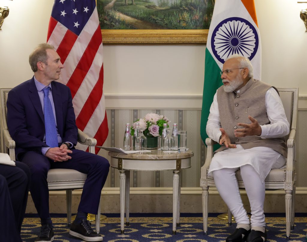 PM meeting the CEO of Amazon, Mr. Andrew Jassy, at White House, Washington DC on June 23, 2023.