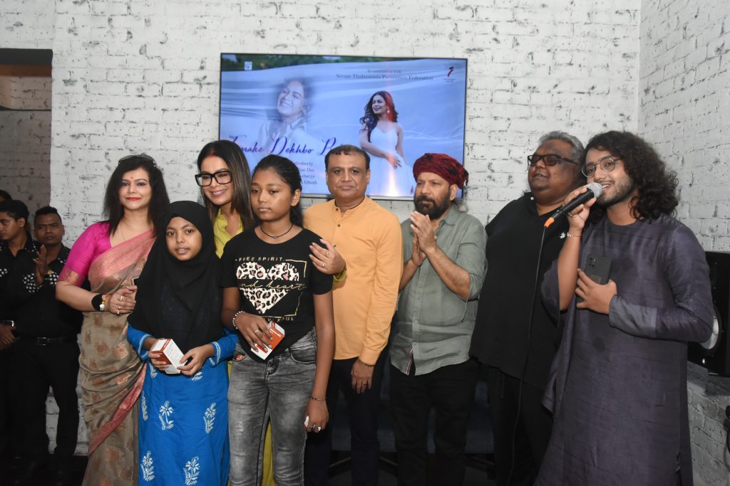 Debojyoti Mishra, Indraadip Dasgupta along with thalassemic children were present at Iman Chakraborty's new song release