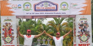 Rally of Arunachal 2023 Concludes Successfully, Showcasing Thrilling Motorsport Action Overall winner Rally of Arunachal Aroor Arjun Rao and Satish Kumar Rajagopal of Mandovi Racing Maruti Suzuki Baleno (Left to Right)