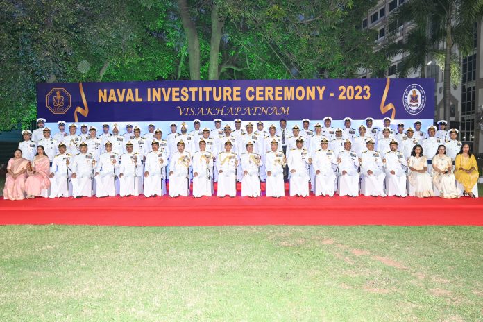 CHIEF OF THE NAVAL STAFF PRESENTS GALLANTRY AND DISTINGUISHED SERVICE MEDALS DURING THE NAVAL INVESTITURE CEREMONY AT VISAKHAPATNAM