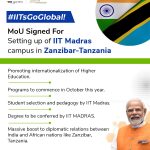 MoU for setting up of campus of IIT Madras in Zanzibar- Tanzania signed; First ever IIT campus to be set up outside India