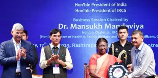 THE PRESIDENT OF INDIA PRESIDES OVER THE CEREMONIAL SESSION OF THE AGM OF THE INDIAN RED CROSS SOCIETY The President of India, Smt Droupadi Murmu presided over the ceremonial session of AGM of Indian Red Cross Society at Rashtrapati Bhavan Cultural Centre, in New Delhi on July 17, 2023.