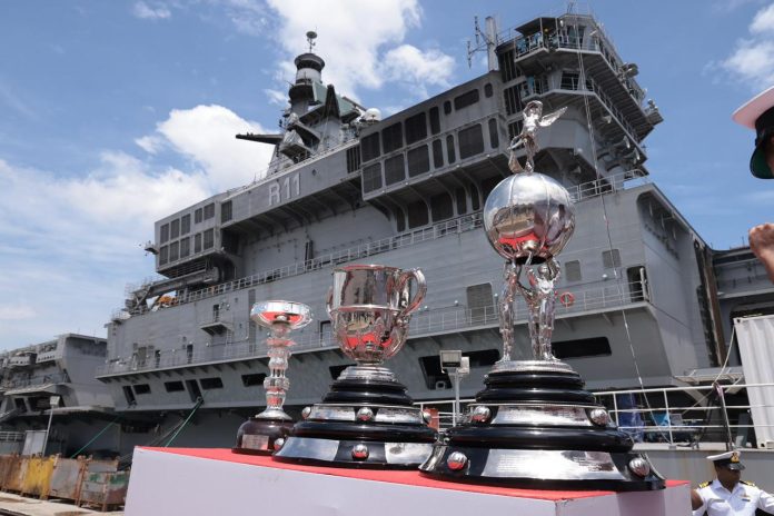 The 132nd edition of the prestigious Durand Cup Trophy Tour Sets Foot on the Magnificent INS Vikrant at Kochi on 14 July 23.
