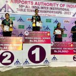 Ms. Moumita Dutta, representing Railway Sports Promotion Board (RSPB) has secured the 2nd position in the individual category. She won the silver medal in the 50th All India Inter Institutional Table Tennis Championship, 2023 held at Visakhapatnam, Andhra Pradesh from 16th to 22nd August 2023.