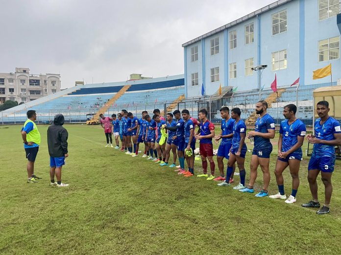 Indian Air Force Football team in training ahead of their first 132nd IndianOil Durand Cup game in Kokrajhar.