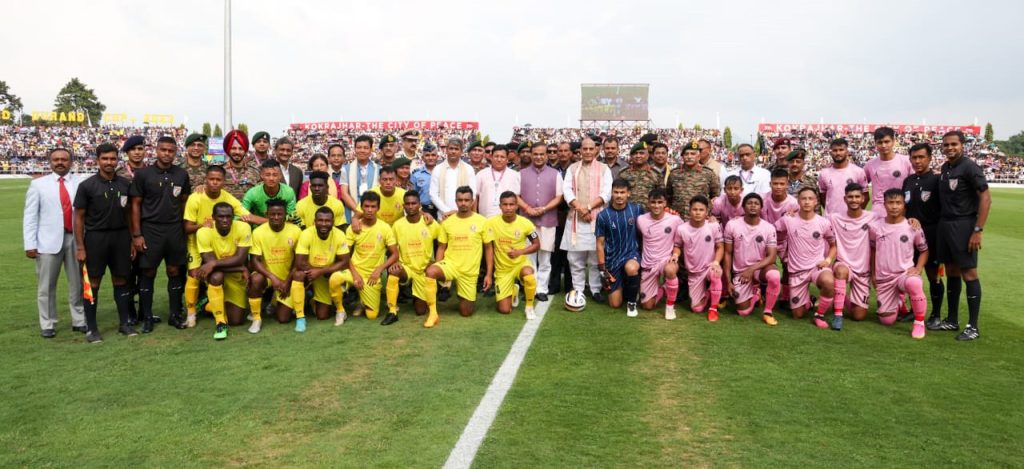 The Union Minister for Defence, Shri Rajnath Singh graces the opening ceremony of 132nd Durand Cup in Kokrajhar, Assam on August 05, 2023.
