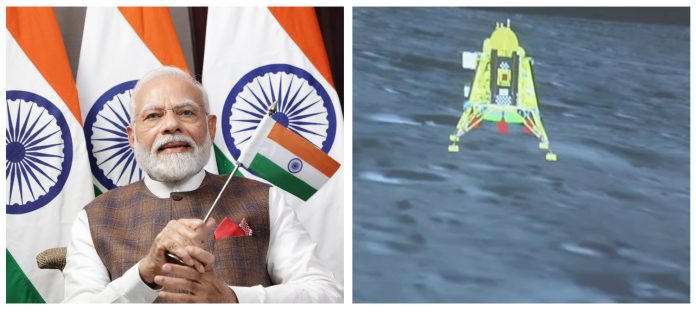 PM witnessing successful landing of Chandrayaan 3 via video conferencing on August 23, 2023.