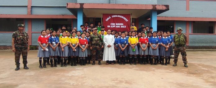 ASSAM RIFLES ORGANISED AWARENESS LECTURE ON PREVENTION OF CHILD ABUSE IN ST. JOHN SCHOOL AT NUNGBA VILLAGE, MANIPUR.