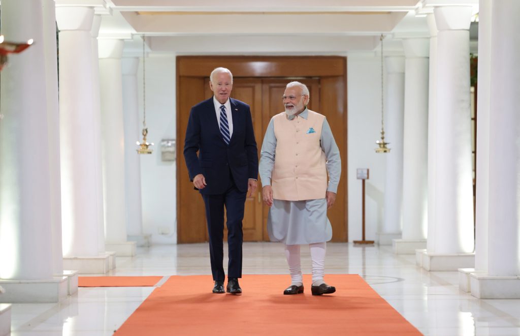 PM in a bilateral meeting with the President of the United States, Mr. Joe Biden, in New Delhi on September 08, 2023.