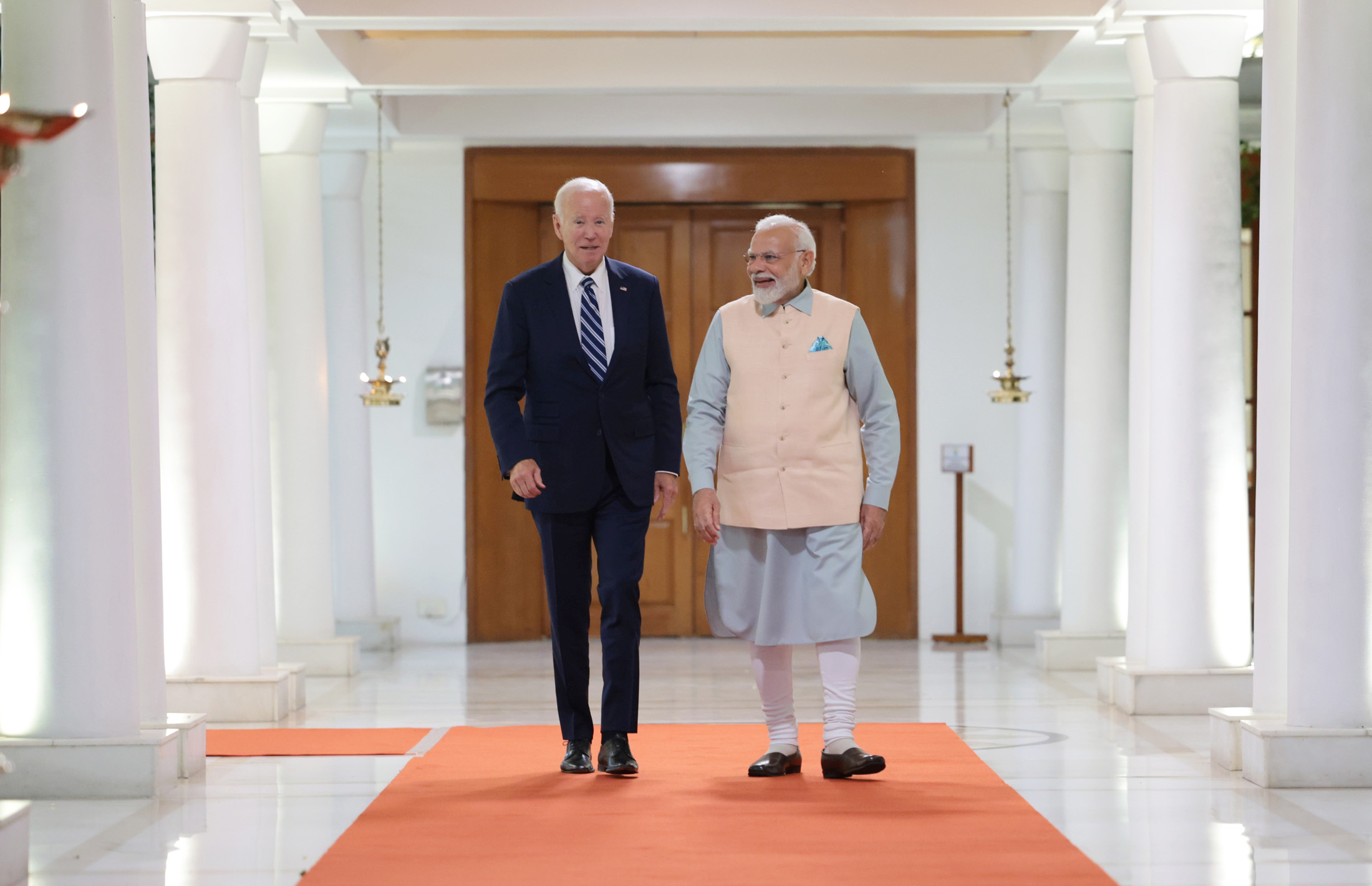 PM in a bilateral meeting with the President of the United States, Mr. Joe Biden, in New Delhi on September 08, 2023.