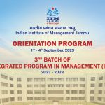 IIM Jammu to hold a three-day Orientation Programme for the Integrated Programme in Management (IPM).