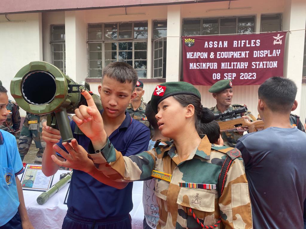 ASSAM RIFLES ORGANISED WEAPON AND EQUIPMENT DISPLAY FOR NCC CADETS IN SILCHAR, ASSAM.